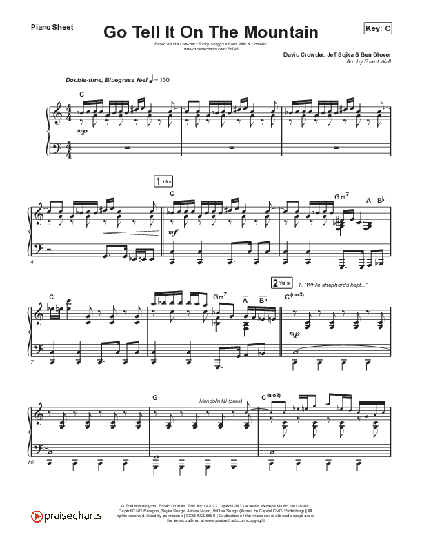 Go Tell It On The Mountain Piano Sheet (Crowder / Ricky Skaggs)