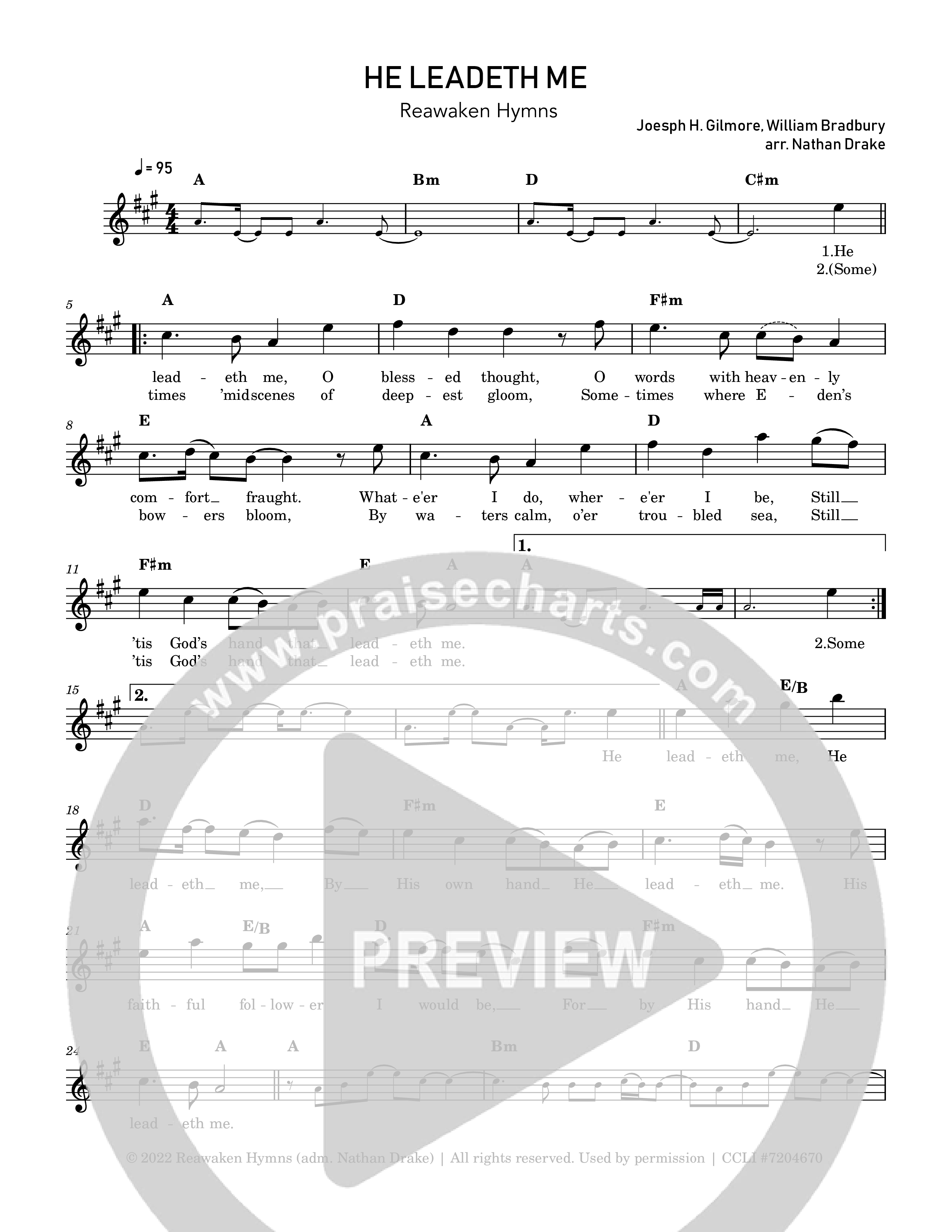 He Leadeth Me  Lead Sheet Melody (Reawaken Hymns)