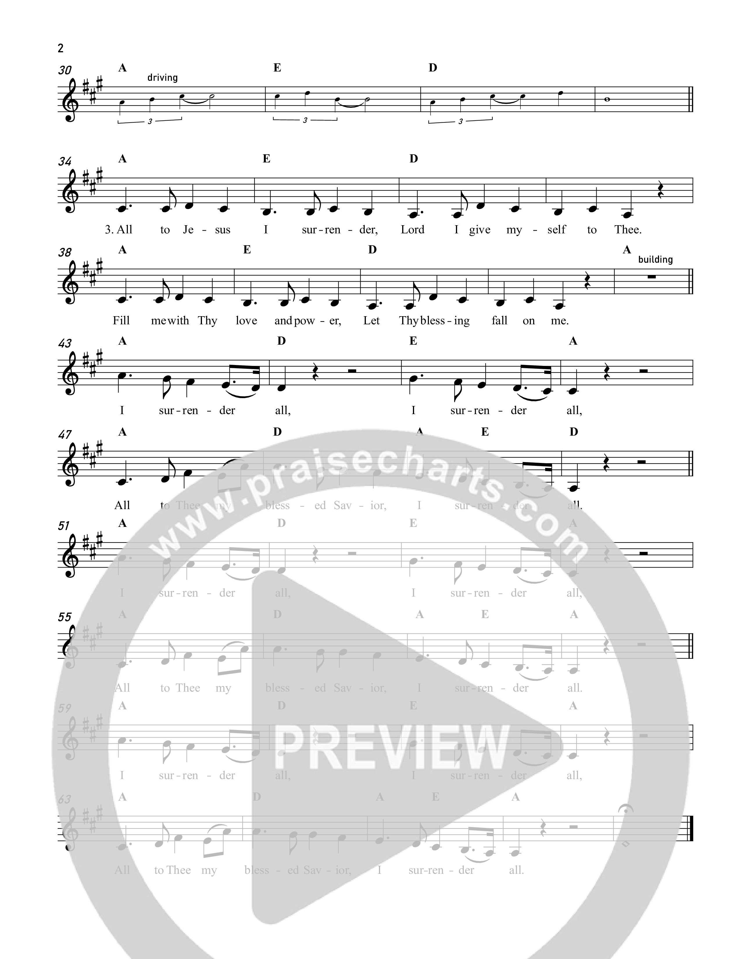 I Surrender All  Lead Sheet Melody (Reawaken Hymns)