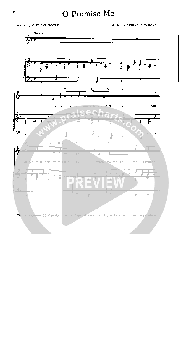 O Promise Me Piano/Vocal ()