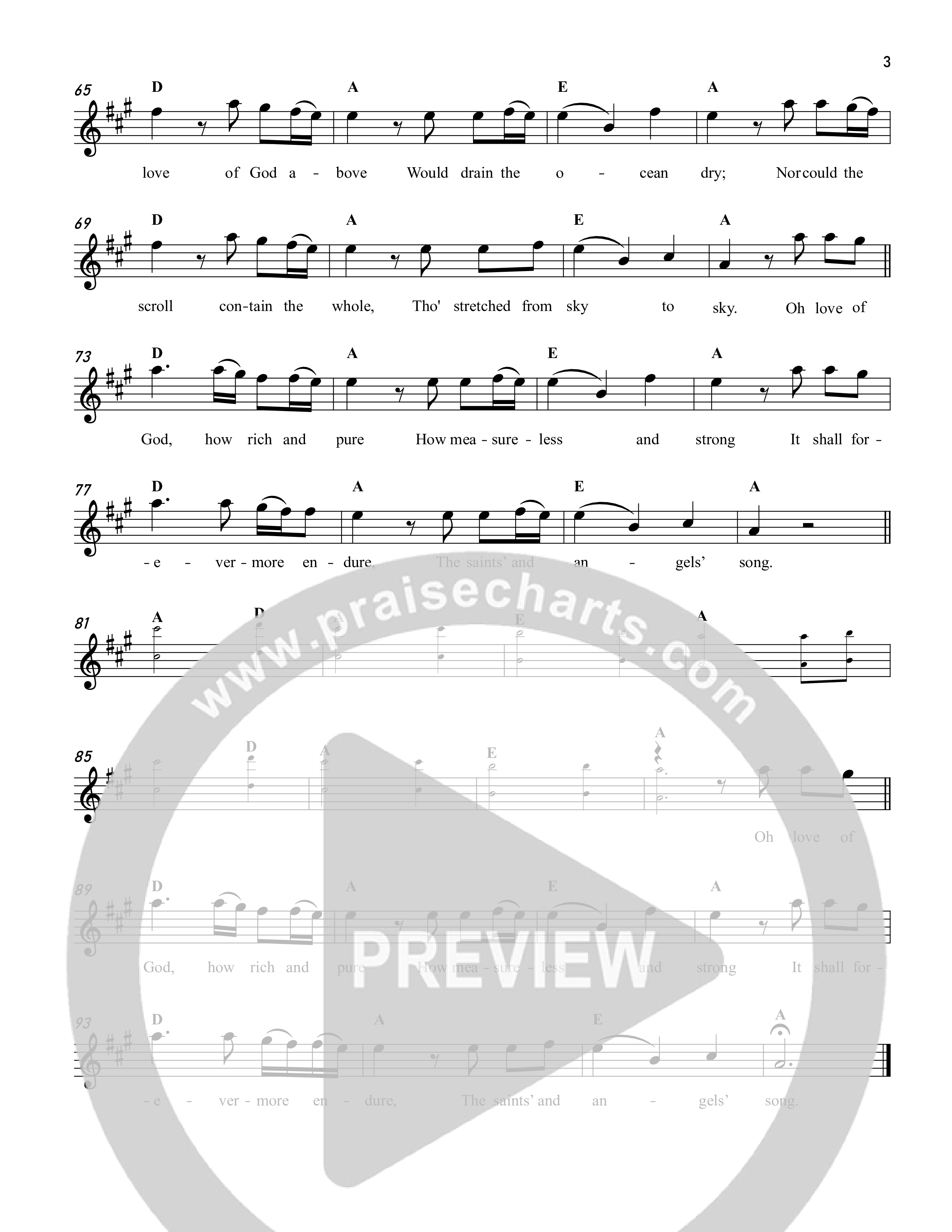 The Love Of God  Lead Sheet Melody (Reawaken Hymns)