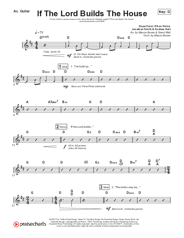 If The Lord Builds The House (Choral Anthem SATB) Acoustic Guitar (Hope Darst / Jon Reddick / Arr. Mason Brown)