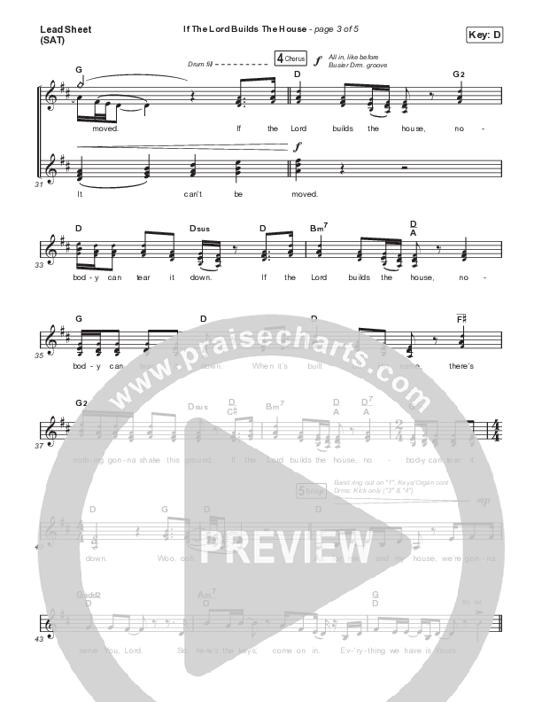 If The Lord Builds The House (Choral Anthem SATB) Lead Sheet (SAT) (Hope Darst / Jon Reddick / Arr. Mason Brown)