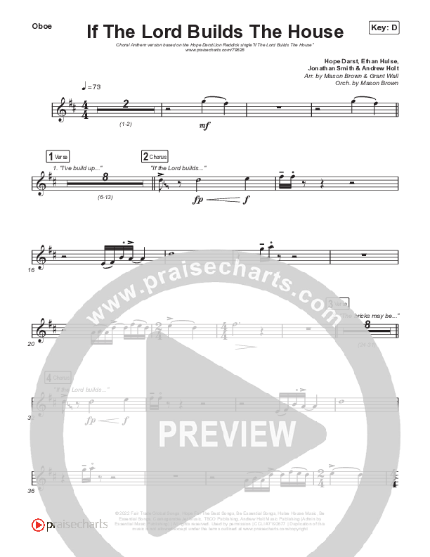 If The Lord Builds The House (Choral Anthem SATB) Wind Pack (Hope Darst / Jon Reddick / Arr. Mason Brown)