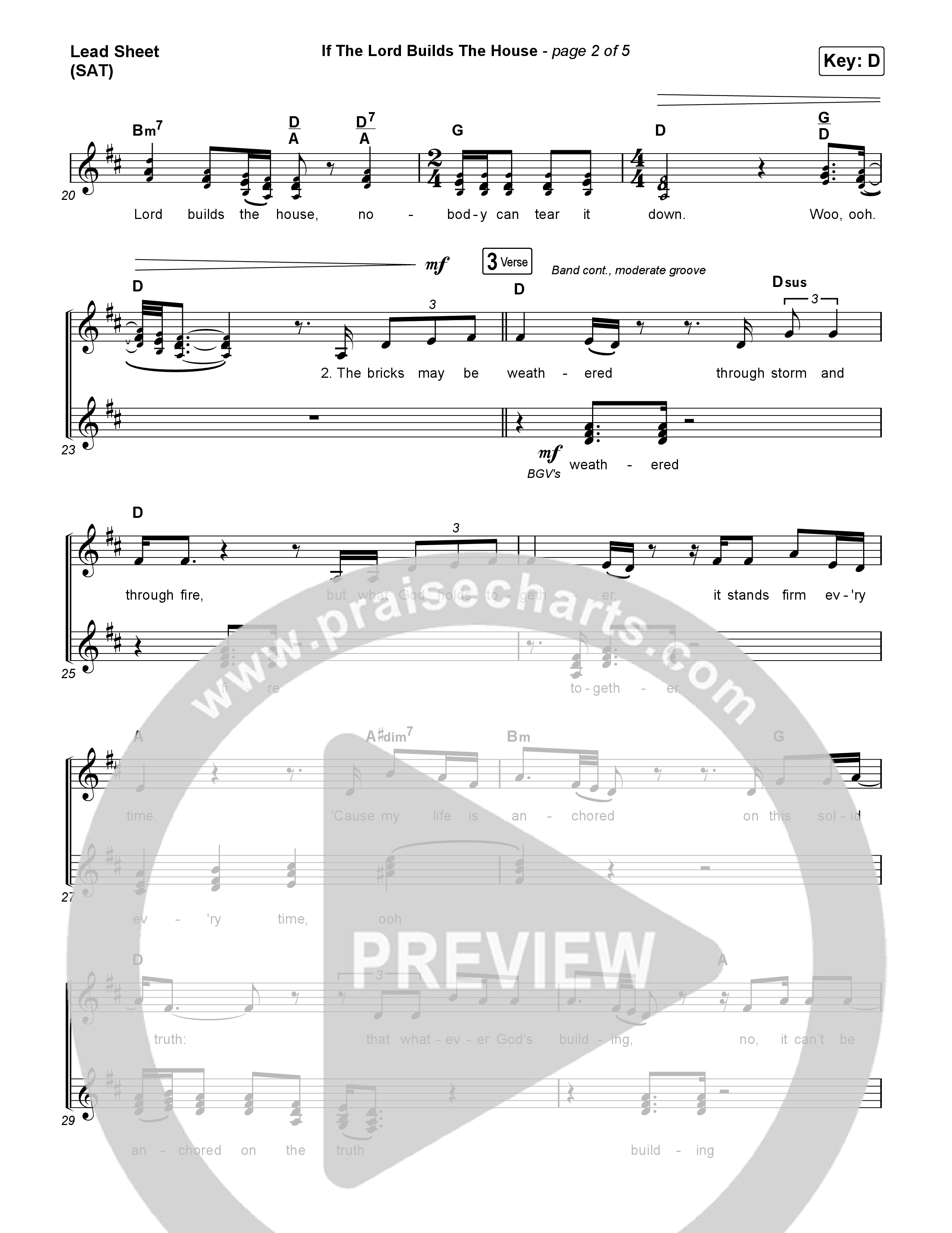 If The Lord Builds The House (Choral Anthem SATB) Lead Sheet (SAT) (Hope Darst / Jon Reddick / Arr. Mason Brown)