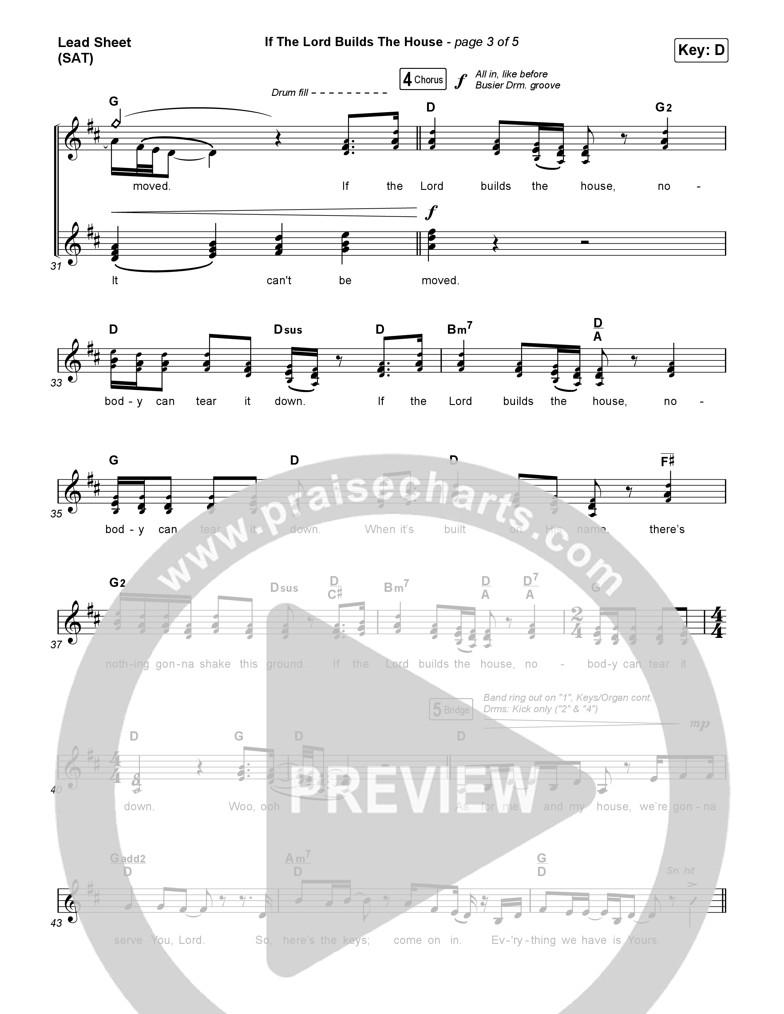If The Lord Builds The House (Choral Anthem SATB) Lead Sheet (SAT) (Hope Darst / Jon Reddick / Arr. Mason Brown)