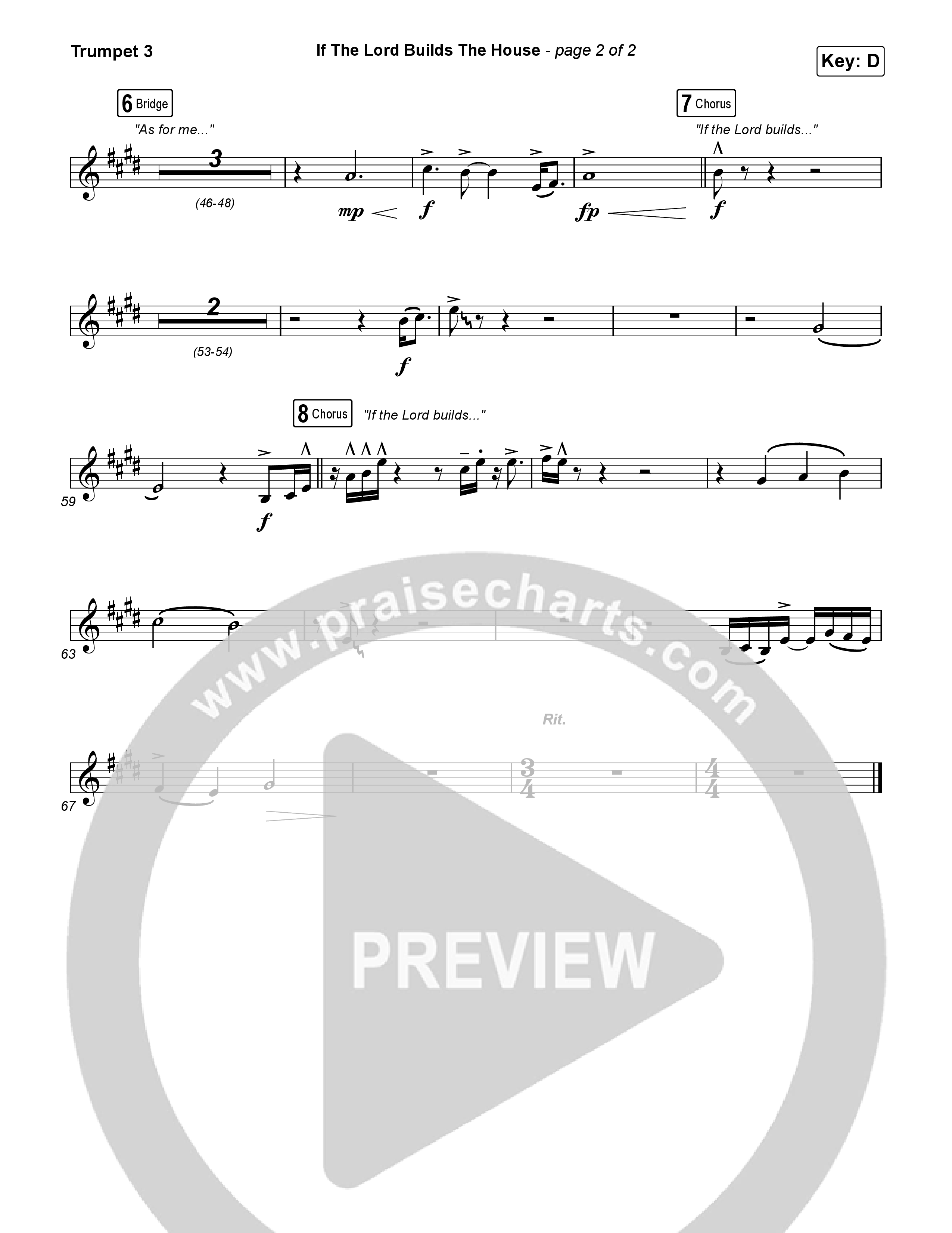If The Lord Builds The House (Choral Anthem SATB) Trumpet 3 (Hope Darst / Jon Reddick / Arr. Mason Brown)