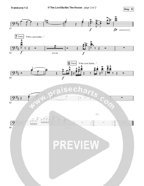 If The Lord Builds The House (Choral Anthem SATB) Trombone 1,2 (Hope Darst / Jon Reddick / Arr. Mason Brown)