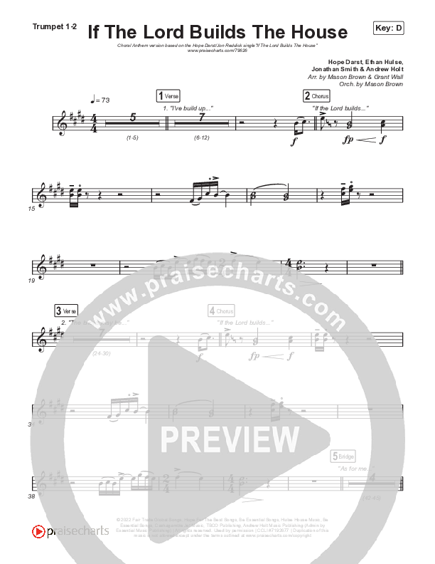 If The Lord Builds The House (Choral Anthem SATB) Brass Pack (Hope Darst / Jon Reddick / Arr. Mason Brown)