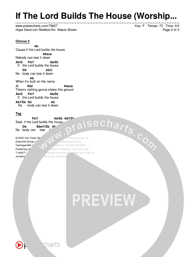 If The Lord Builds The House (Worship Choir SAB) Chords & Lyrics (Hope Darst / Jon Reddick / Arr. Mason Brown)