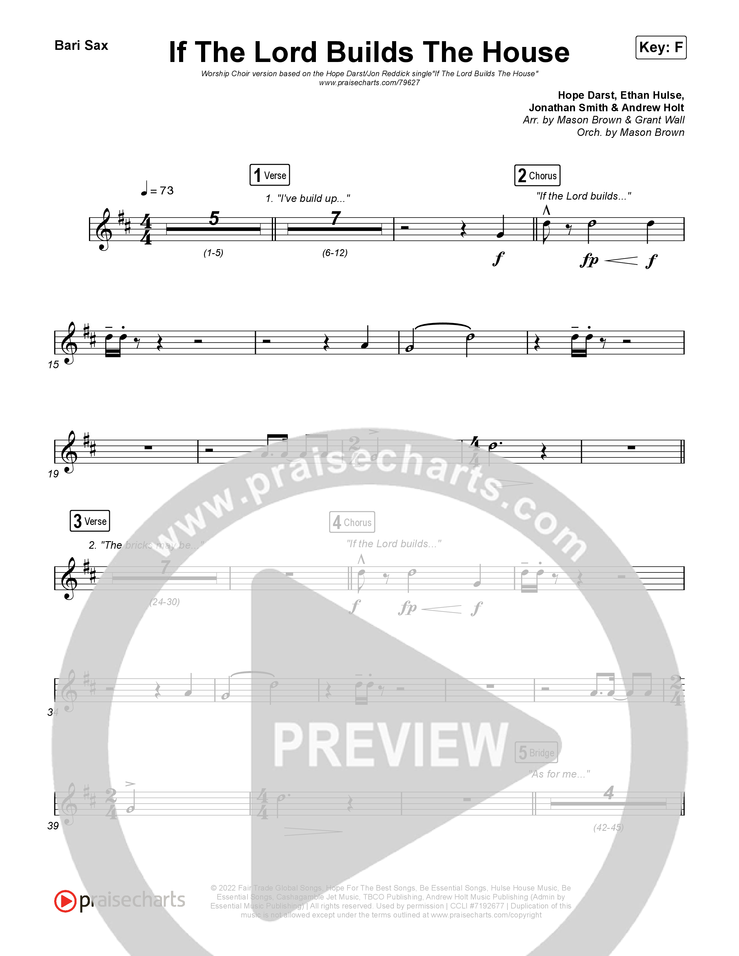 If The Lord Builds The House (Worship Choir SAB) Bari Sax (Hope Darst / Jon Reddick / Arr. Mason Brown)