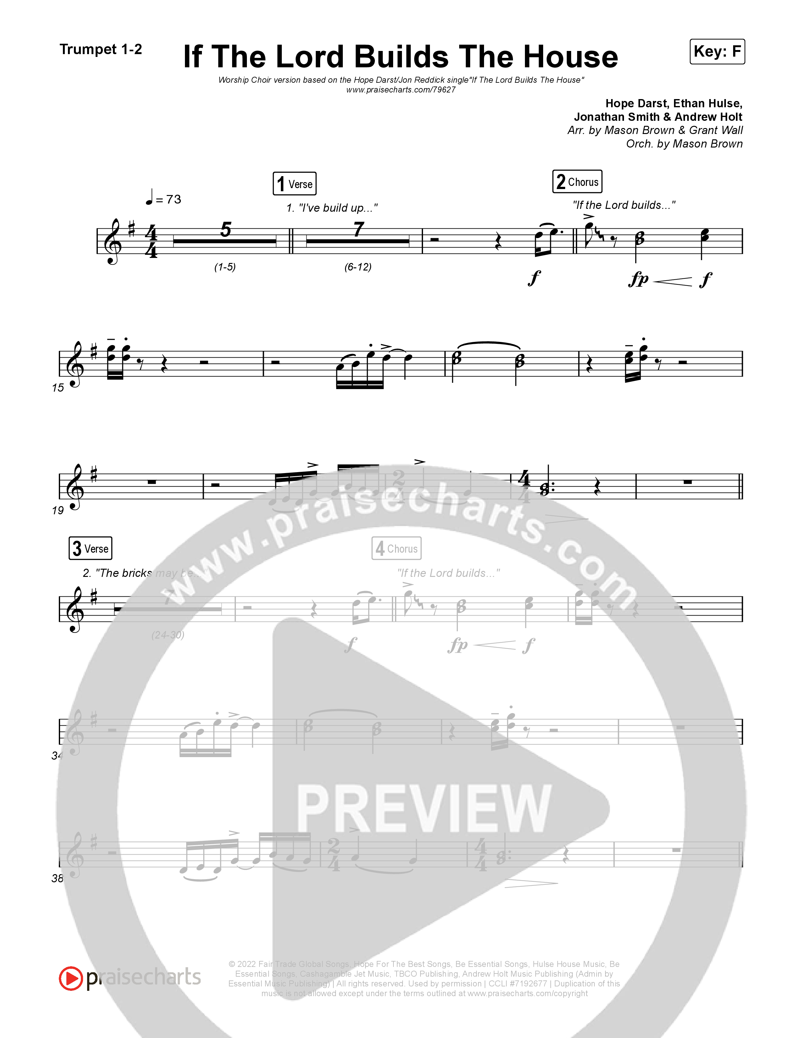 If The Lord Builds The House (Worship Choir SAB) Brass Pack (Hope Darst / Jon Reddick / Arr. Mason Brown)