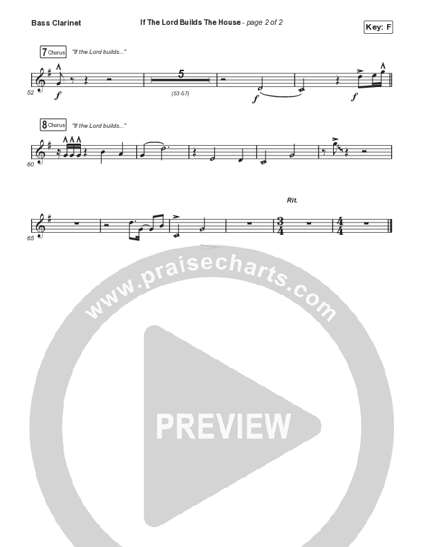 If The Lord Builds The House (Unison/2-Part Choir) Bass Clarinet (Hope Darst / Jon Reddick / Arr. Mason Brown)