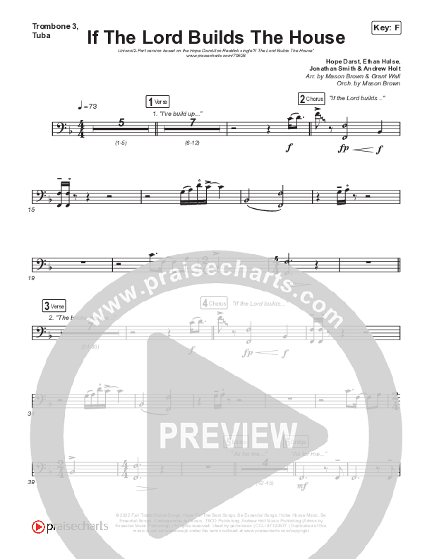 If The Lord Builds The House (Unison/2-Part Choir) Trombone 3/Tuba (Hope Darst / Jon Reddick / Arr. Mason Brown)