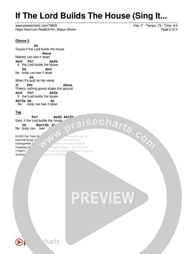 If The Lord Builds The House (Sing It Now SATB) Chords & Lyrics (Hope Darst / Jon Reddick / Arr. Mason Brown)