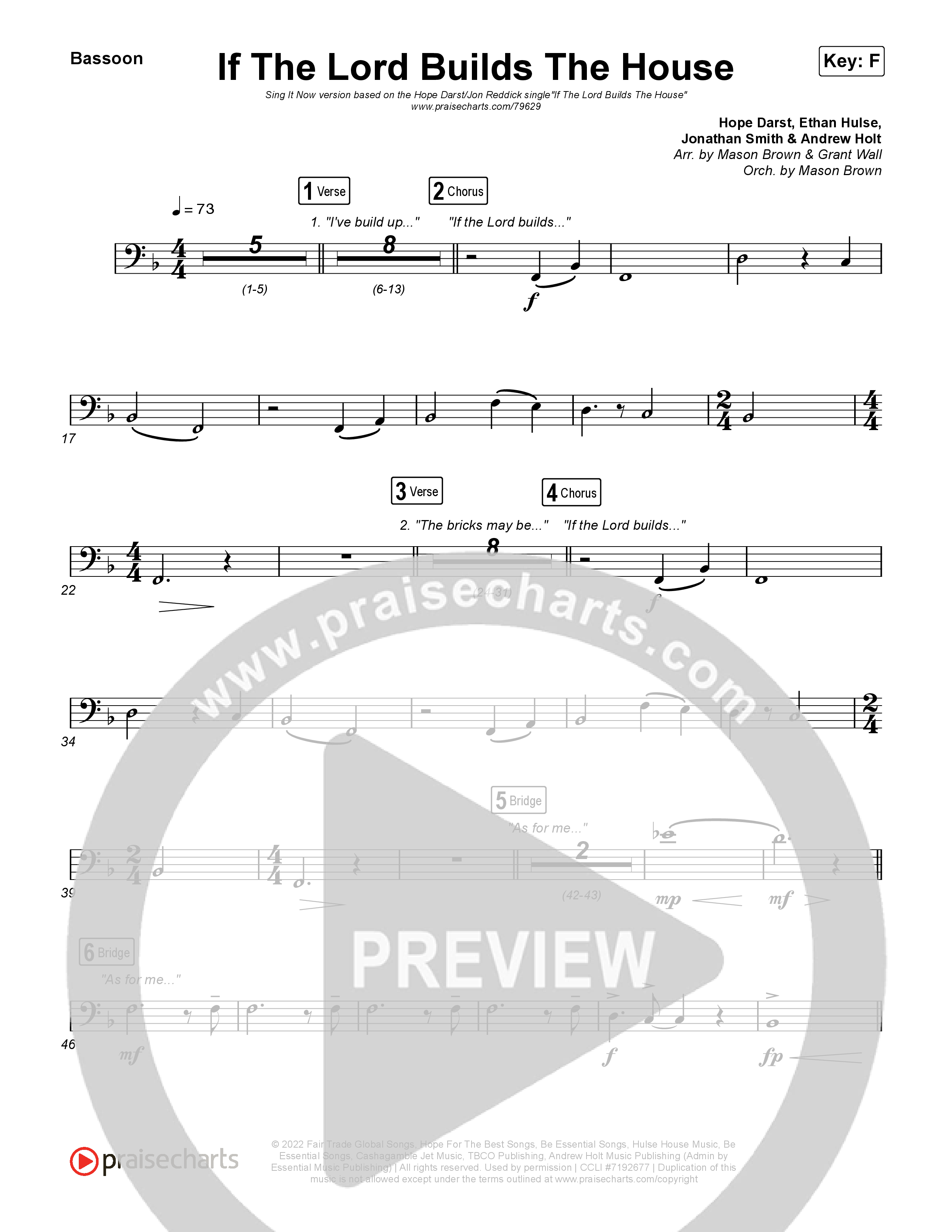 If The Lord Builds The House (Sing It Now SATB) Bassoon (Hope Darst / Jon Reddick / Arr. Mason Brown)