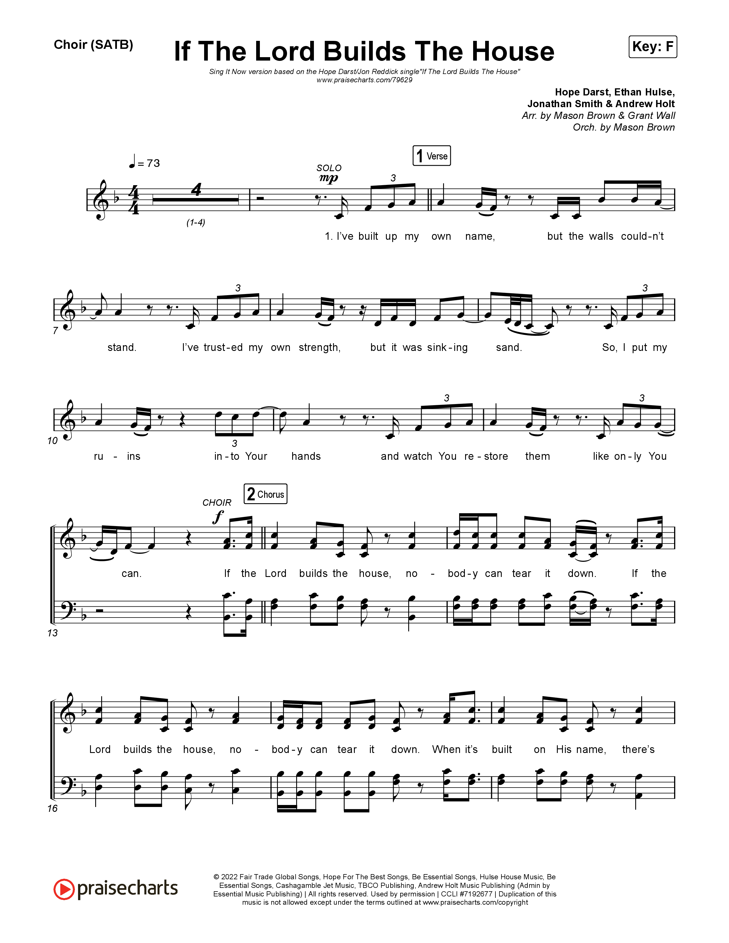 If The Lord Builds The House (Sing It Now SATB) Choir Sheet (SATB) (Hope Darst / Jon Reddick / Arr. Mason Brown)