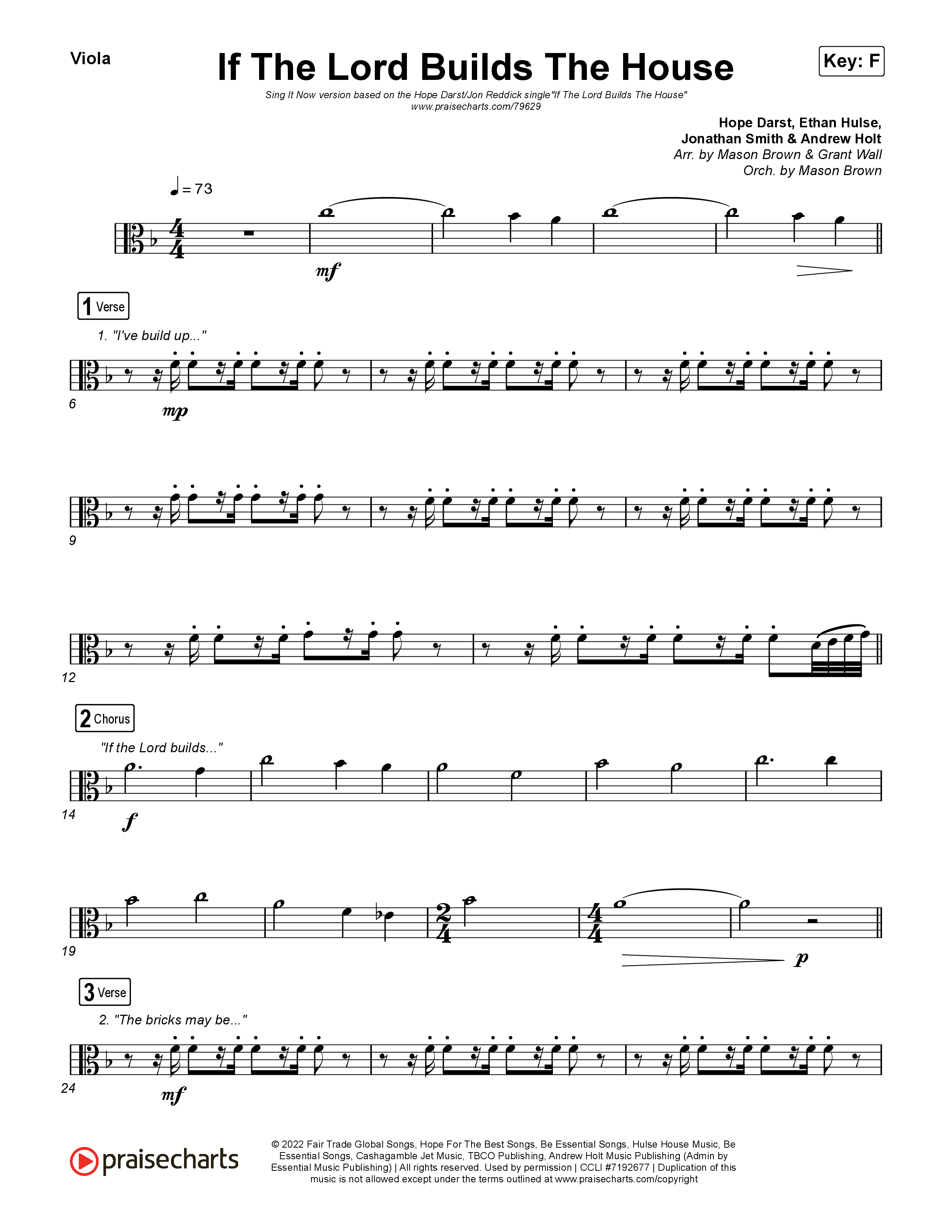If The Lord Builds The House (Sing It Now SATB) Viola (Hope Darst / Jon Reddick / Arr. Mason Brown)