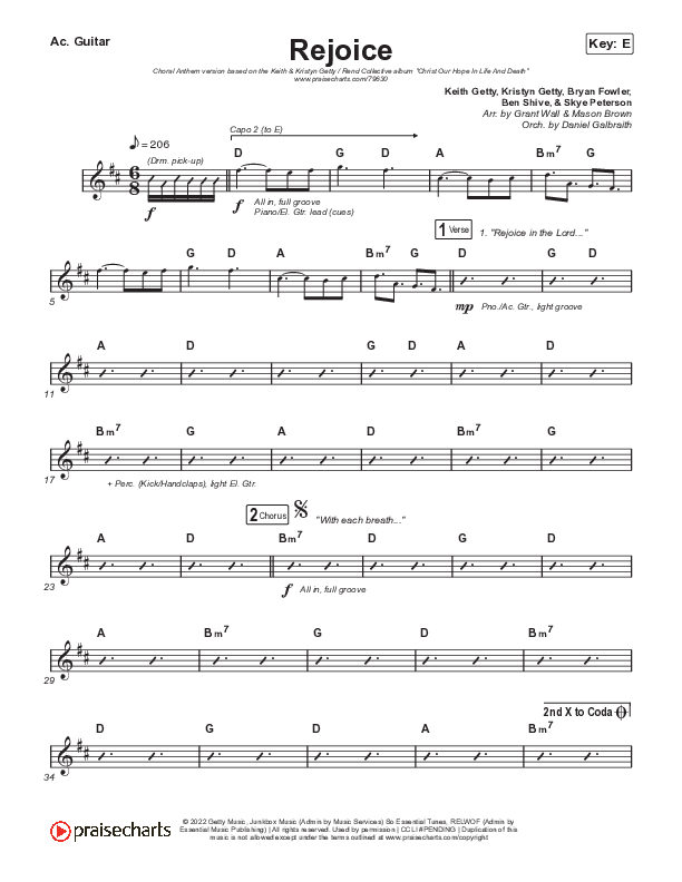 Rejoice (Choral Anthem SATB) Acoustic Guitar (Keith & Kristyn Getty / Rend Collective / Arr. Mason Brown)