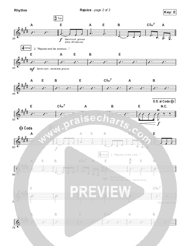 Rejoice (Choral Anthem SATB) Rhythm Chart (Keith & Kristyn Getty / Rend Collective / Arr. Mason Brown)