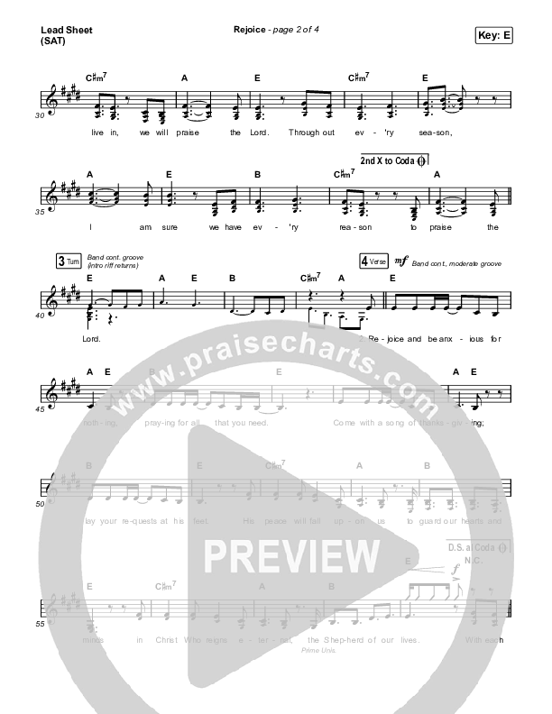 Rejoice (Choral Anthem SATB) Lead Sheet (SAT) (Keith & Kristyn Getty / Rend Collective / Arr. Mason Brown)