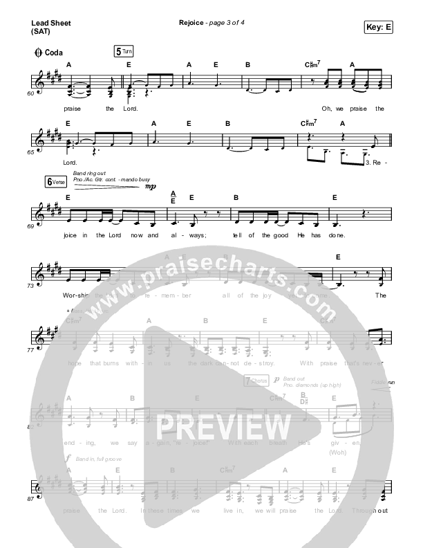 Rejoice (Choral Anthem SATB) Lead Sheet (SAT) (Keith & Kristyn Getty / Rend Collective / Arr. Mason Brown)
