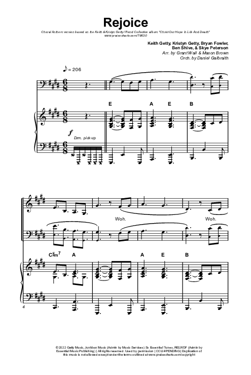 Rejoice (Choral Anthem SATB) Octavo (SATB & Pno) (Keith & Kristyn Getty / Rend Collective / Arr. Mason Brown)