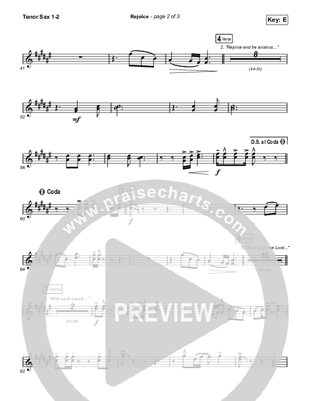 Rejoice (Choral Anthem SATB) Tenor Sax 1,2 (Keith & Kristyn Getty / Rend Collective / Arr. Mason Brown)