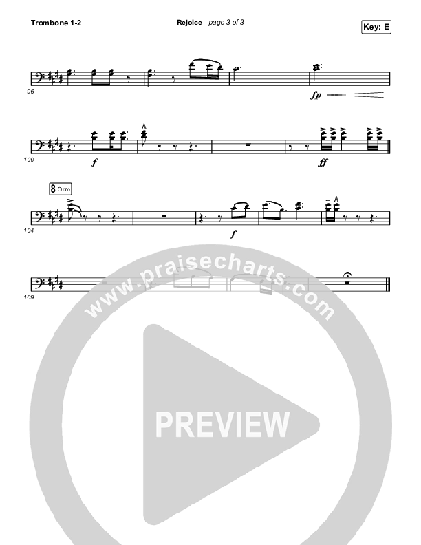 Rejoice (Choral Anthem SATB) Trombone 1/2 (Keith & Kristyn Getty / Rend Collective / Arr. Mason Brown)