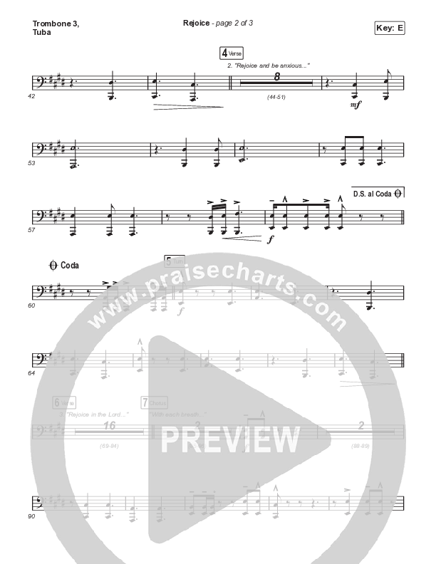 Rejoice (Choral Anthem SATB) Trombone 3/Tuba (Keith & Kristyn Getty / Rend Collective / Arr. Mason Brown)