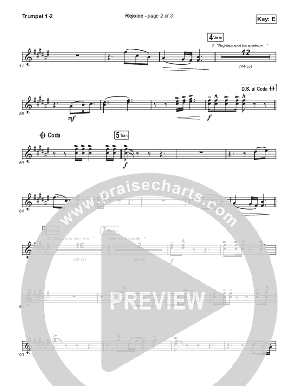 Rejoice (Choral Anthem SATB) Trumpet 1,2 (Keith & Kristyn Getty / Rend Collective / Arr. Mason Brown)