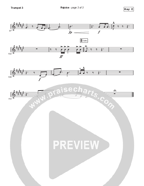 Rejoice (Choral Anthem SATB) Trumpet 3 (Keith & Kristyn Getty / Rend Collective / Arr. Mason Brown)