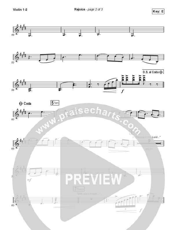 Rejoice (Choral Anthem SATB) Violin 1,2 (Keith & Kristyn Getty / Rend Collective / Arr. Mason Brown)