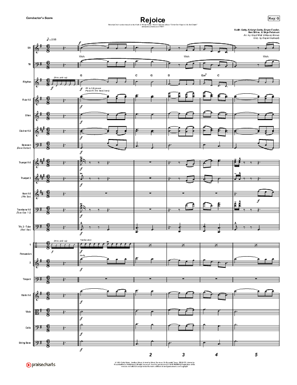 Rejoice (Worship Choir SAB) Orchestration (No Vocals) (Keith & Kristyn Getty / Rend Collective / Arr. Mason Brown)