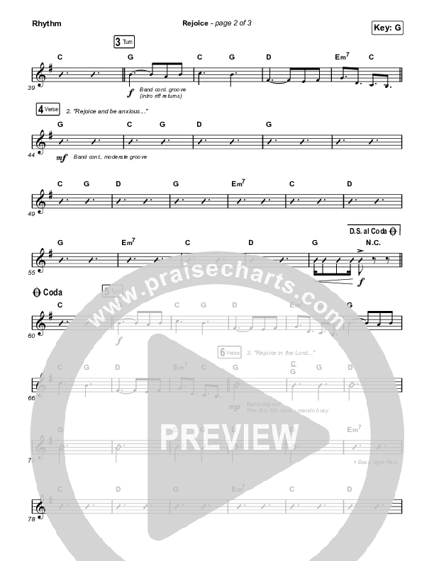 Rejoice (Worship Choir SAB) Rhythm Chart (Keith & Kristyn Getty / Rend Collective / Arr. Mason Brown)