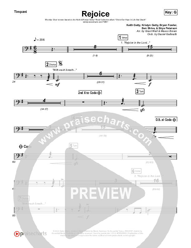 Rejoice (Worship Choir SAB) Timpani (Keith & Kristyn Getty / Rend Collective / Arr. Mason Brown)