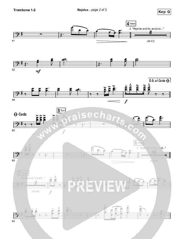 Rejoice (Worship Choir SAB) Trombone 1/2 (Keith & Kristyn Getty / Rend Collective / Arr. Mason Brown)