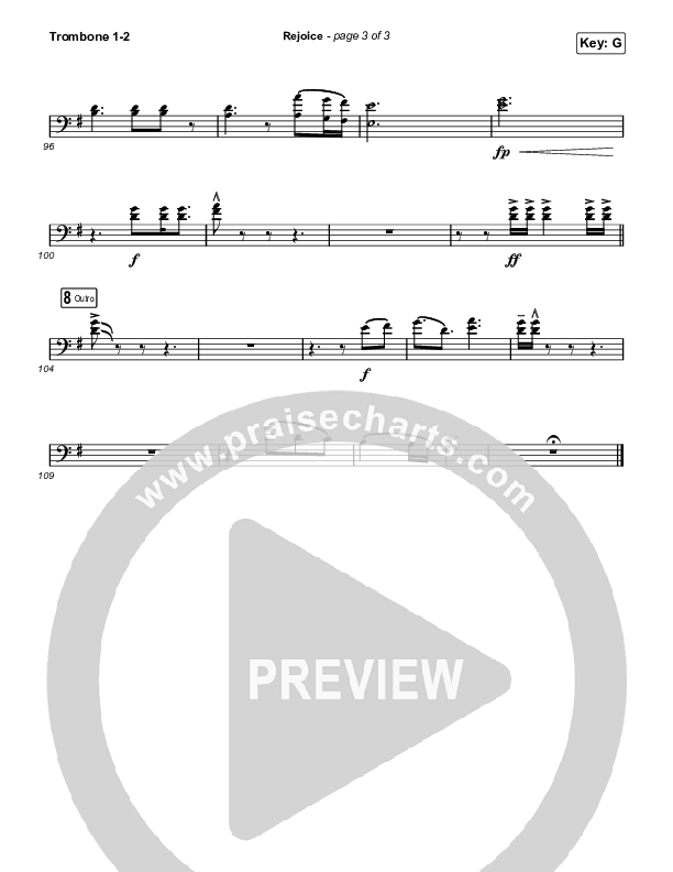 Rejoice (Worship Choir SAB) Trombone 1/2 (Keith & Kristyn Getty / Rend Collective / Arr. Mason Brown)