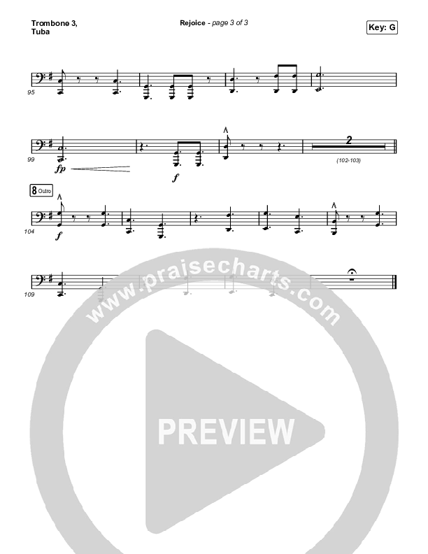 Rejoice (Worship Choir SAB) Trombone 3/Tuba (Keith & Kristyn Getty / Rend Collective / Arr. Mason Brown)