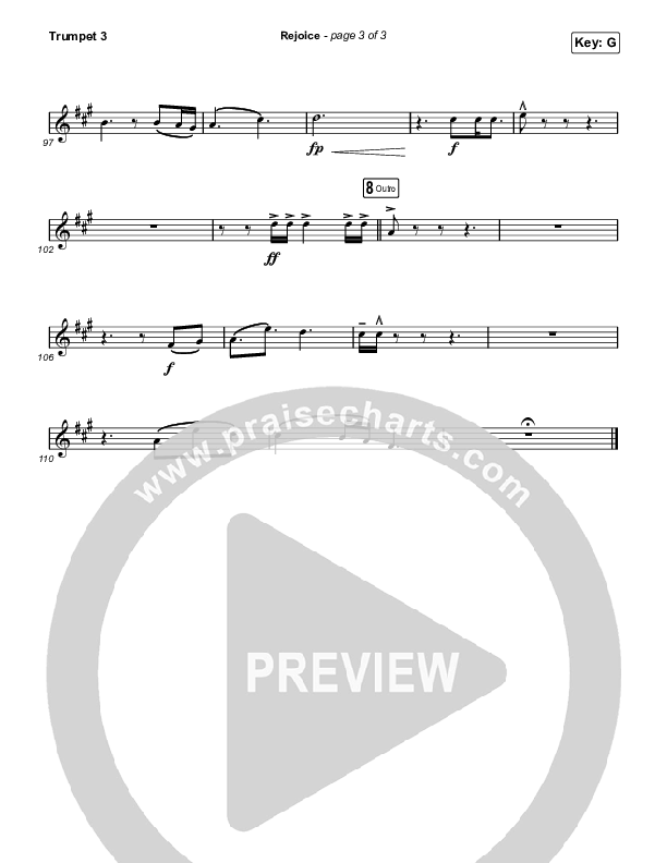 Rejoice (Worship Choir SAB) Trumpet 3 (Keith & Kristyn Getty / Rend Collective / Arr. Mason Brown)