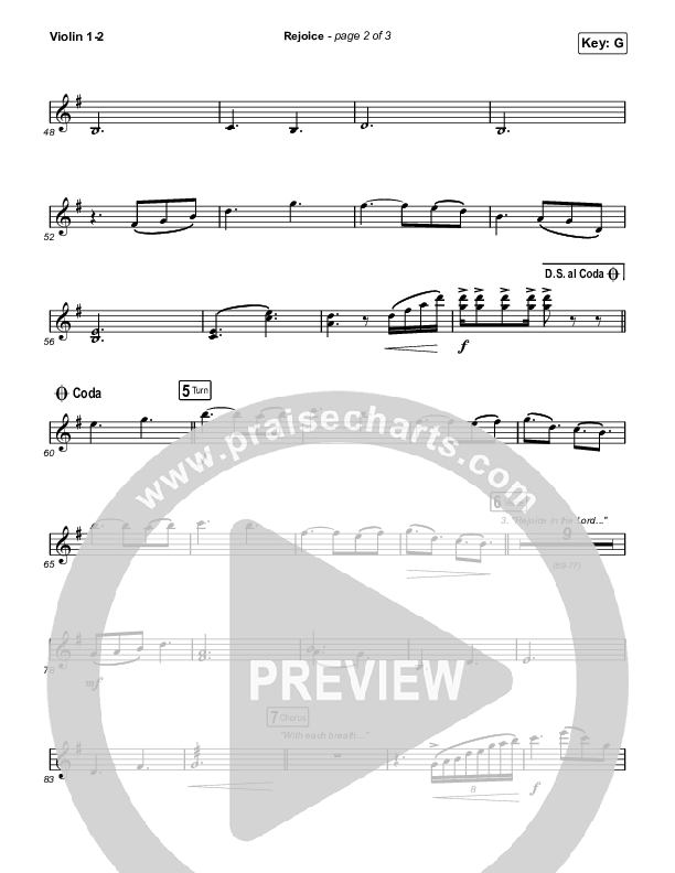 Rejoice (Worship Choir SAB) Violin 1/2 (Keith & Kristyn Getty / Rend Collective / Arr. Mason Brown)