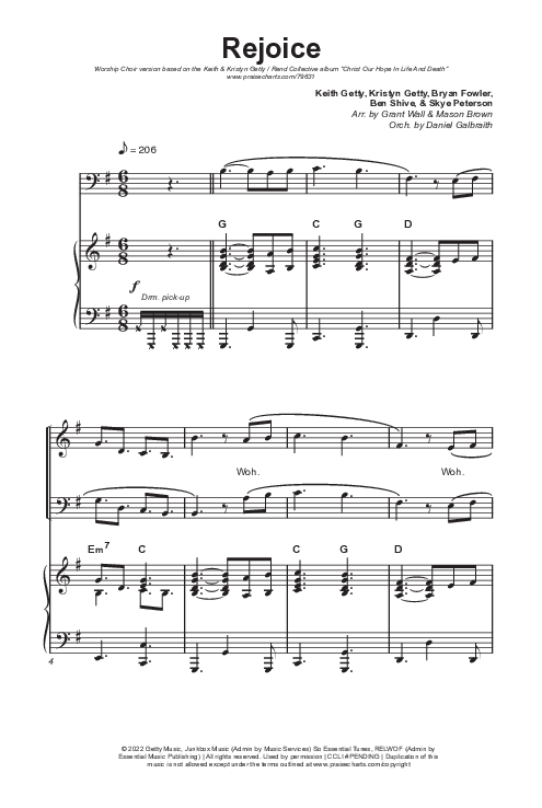 Rejoice (Worship Choir SAB) Octavo (SAB & Pno) (Keith & Kristyn Getty / Rend Collective / Arr. Mason Brown)