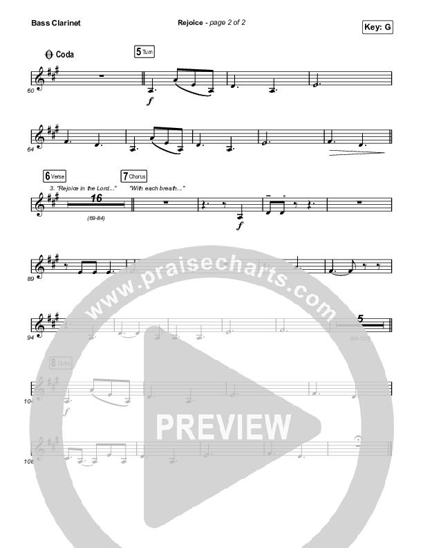 Rejoice (Unison/2-Part Choir) Bass Clarinet (Keith & Kristyn Getty / Rend Collective / Arr. Mason Brown)
