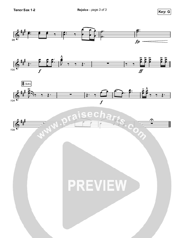 Rejoice (Unison/2-Part Choir) Tenor Sax 1/2 (Keith & Kristyn Getty / Rend Collective / Arr. Mason Brown)