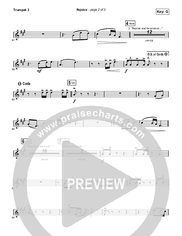 Rejoice (Unison/2-Part Choir) Trumpet 3 (Keith & Kristyn Getty / Rend Collective / Arr. Mason Brown)