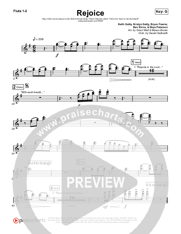 Rejoice (Sing It Now SATB) Flute 1/2 (Keith & Kristyn Getty / Rend Collective / Arr. Mason Brown)