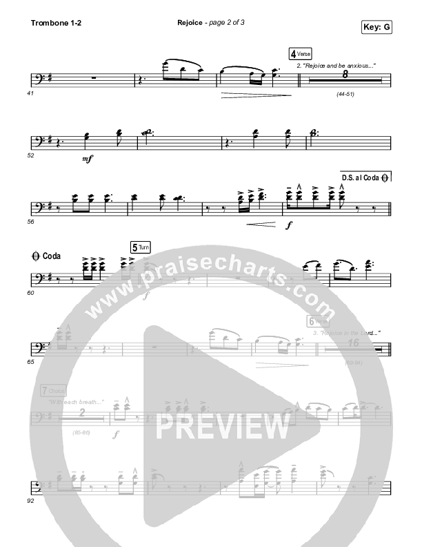 Rejoice (Sing It Now SATB) Trombone 1/2 (Keith & Kristyn Getty / Rend Collective / Arr. Mason Brown)