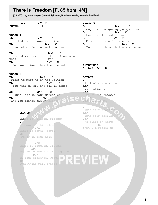 There Is Freedom Chord Chart (FOUNT)