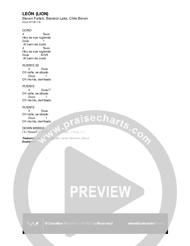 LEÓN (LION) Chord Chart (Elevation Worship / Chris Brown / Edgar Adguilar)