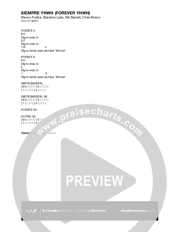Siempre YHWH (Forever YHWH) Chord Chart (Elevation Worship / Tiffany Hudson)